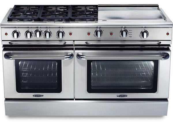 Capital 60" Precision Series Freestanding All Gas Range 7.7 cu. ft in Stainless Steel (GSCR606G) Ranges Capital Natural Gas 6 Sealed Burners and 24" Griddle 