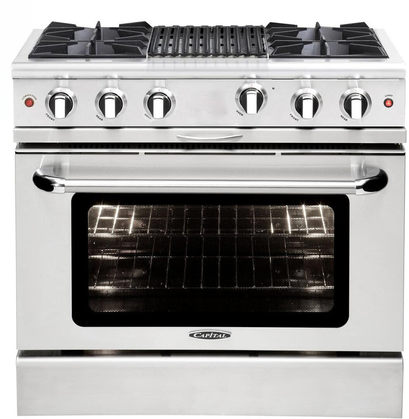 Capital Culinarian Series 36" Freestanding All Gas Range with 6 Open Burners 4.9 cu. ft. Oven in Stainless Steel (MCOR366N) Ranges Capital Natural Gas 4 Open Burners and Grill 