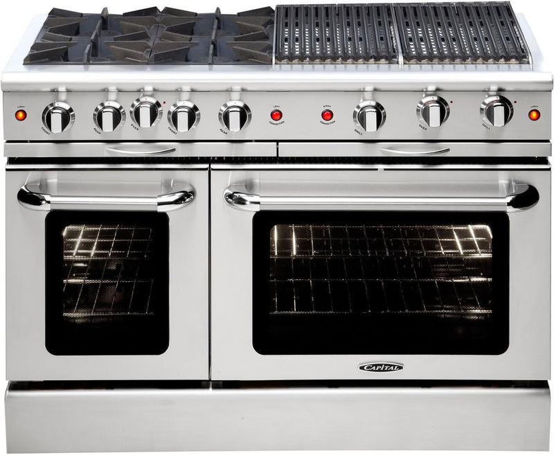 Capital Culinarian Series 48" Freestanding All Gas Range 8 Open Burners, Double Ovens, 7.6 cu in Stainless Steel (MCOR488) Ranges Capital 