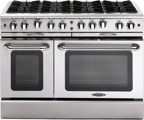 Capital Culinarian Series 48" Freestanding All Gas Range 8 Open Burners, Double Ovens, 7.6 cu in Stainless Steel (MCOR488) Ranges Capital Natural Gas 8 Open Burners 