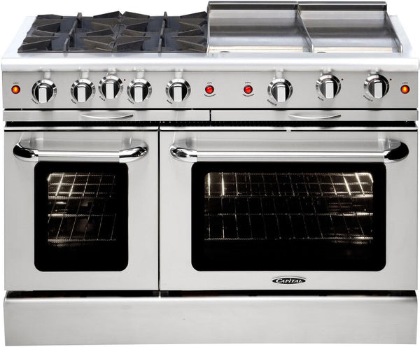 Capital Culinarian Series 48" Freestanding All Gas Range with Open Griddle, Double Ovens, 7.6 cu. ft. in Stainless Steel (MCOR484GG) Ranges Capital 