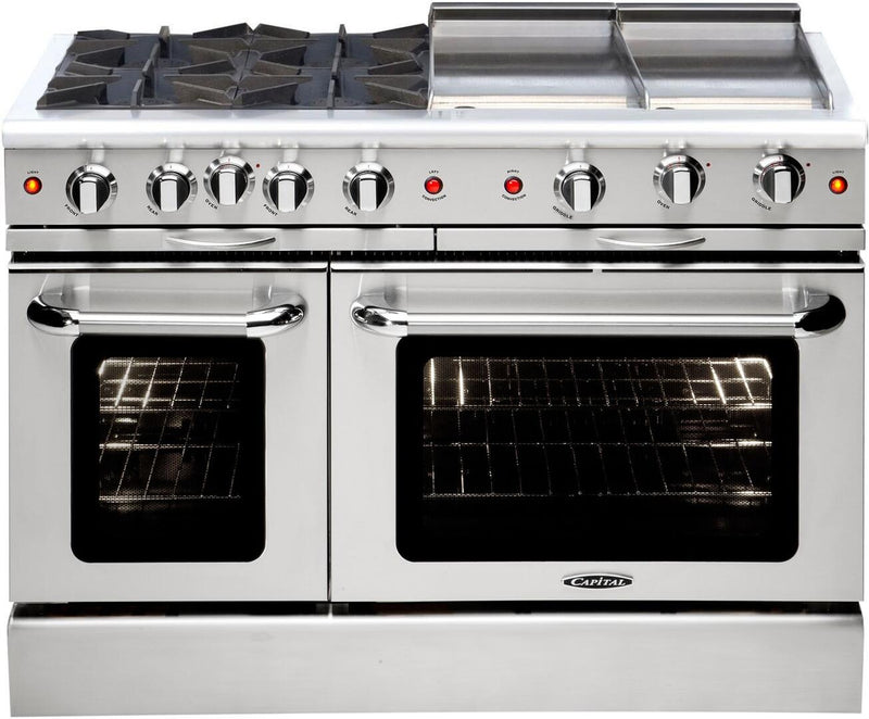 Capital Culinarian Series 48" Freestanding All Gas Range with Open Griddle, Double Ovens, 7.6 cu. ft. in Stainless Steel (MCOR484GG) Ranges Capital 