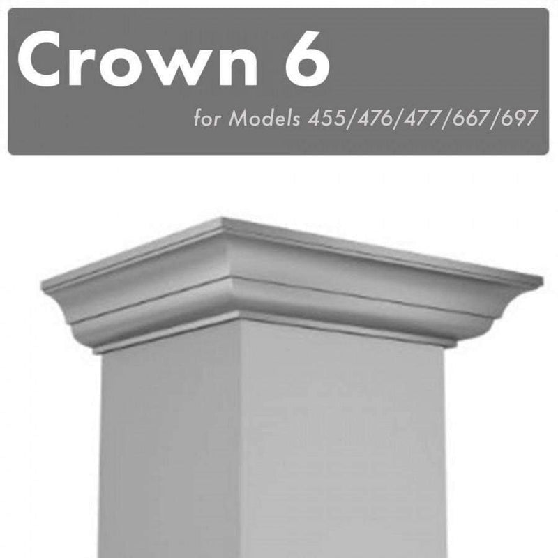 Crown Molding 6 for 455/476/477/667/697 Wall Range Hood Stainless Steel (CM6-455/476/477/667/697) Range Hood Accessories ZLINE 