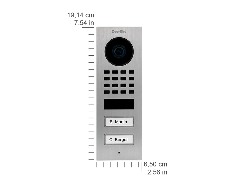DoorBird D1102V Surface-Mount IP Video Door Station, 2 Call Button in Stainless Steel V2A