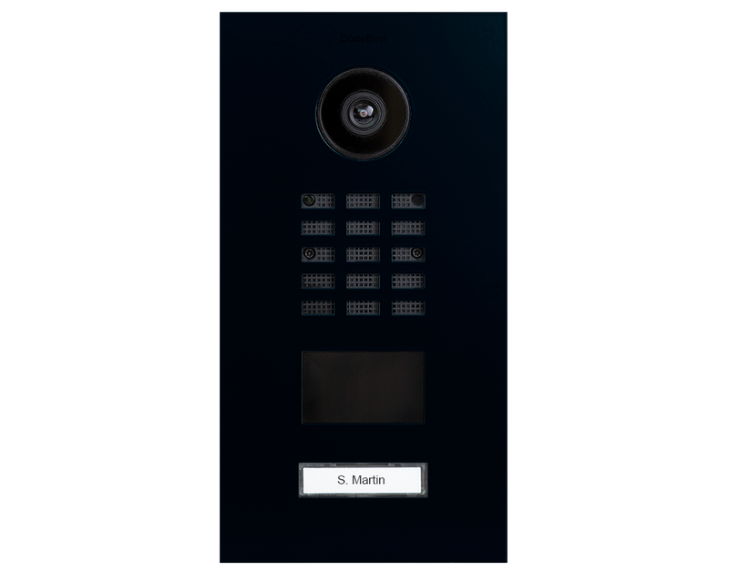 DoorBird D2101V IP Video Door Station, 1 Call Button in Black Blue, RAL 5004