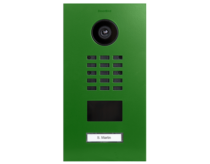 DoorBird D2101V IP Video Door Station, 1 Call Button in Yellow Green, RAL 6018
