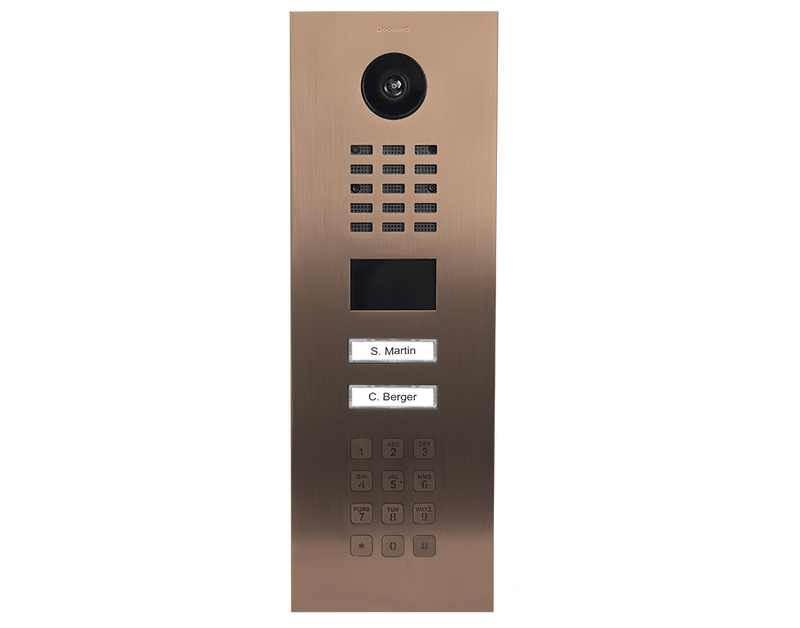 DoorBird D2102KV IP Video Door Station, 2 Call Button in Bronze