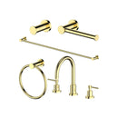 ZLINE Emerald Bay Bathroom Package with Faucet, Towel Rail, Hook, Ring and Toilet Paper Holder in Polished Gold (5BP-EMBYACCF-PG)