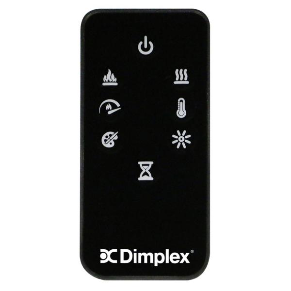 Dimplex remote control with black face and white icon buttons