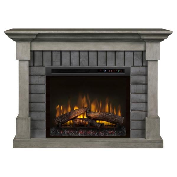 Dimplex Royce 52 in. Mantel in Smoke Stak Grey with 28 in. Electric Fireplace with Logs (GDS28L8-1924SK) Electric Fireplace Dimplex 