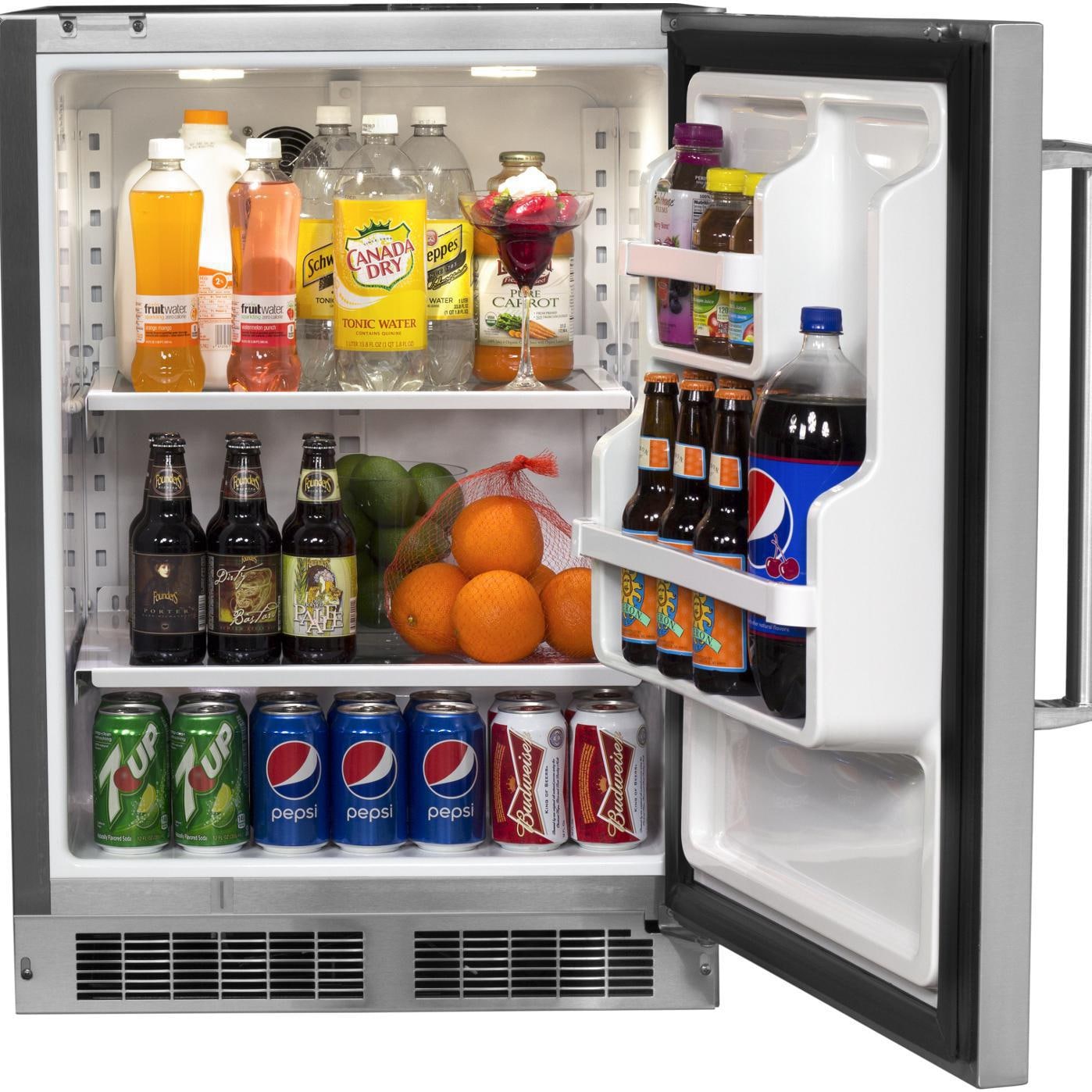 Fire Magic 3598-DL 20 4.0 Cu. Ft. Premium Left Hinge Compact Refrigerator  - Stainless Steel Door/Black Cabinet