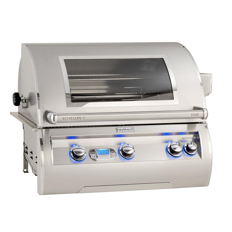 Fire Magic 30" Echelon Diamond Built-In Natural Gas Grill with One Infrared Burner Magic View Window Rotisserie & Digital Thermometer (E660I-8L1N-W) Grills Fire Magic 