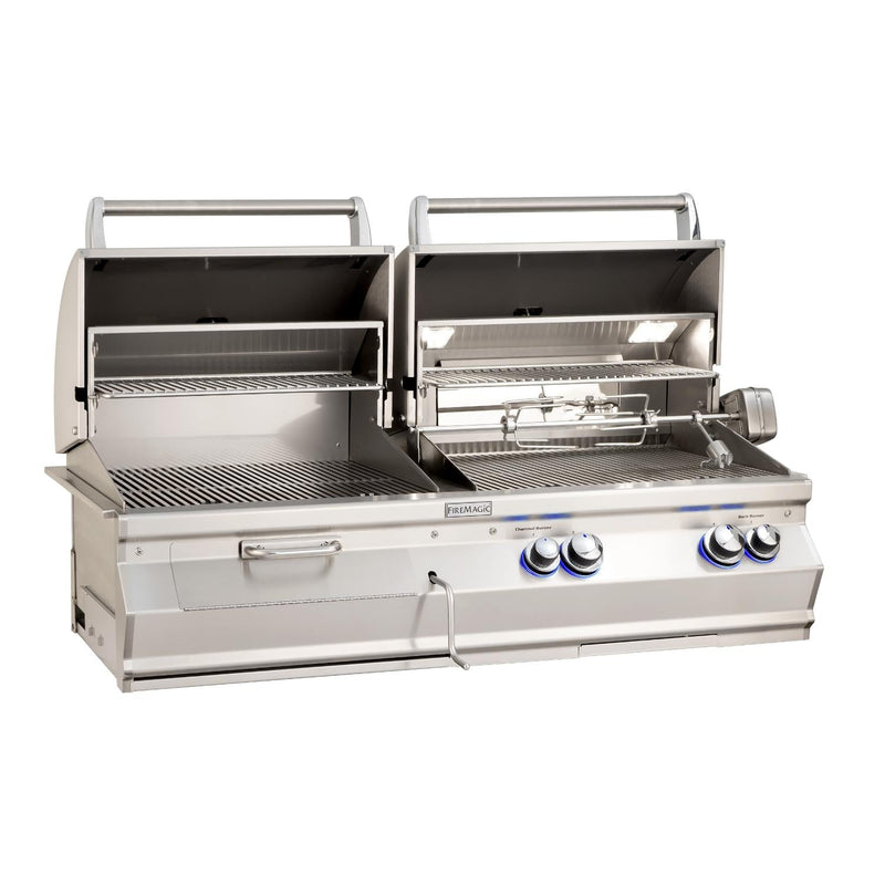 Fire Magic 46" Aurora Built-In Natural Gas Gas & Charcoal Combo Grill in Stainless Steel (A830I-8EAN-CB) Grills Fire Magic 