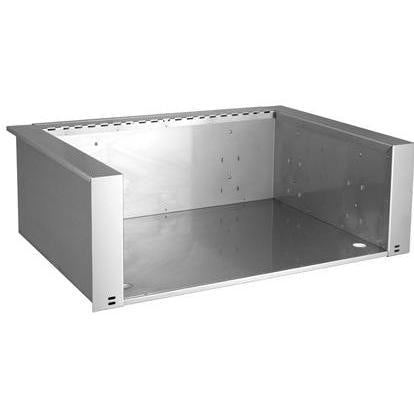 Stainless steel insulated gas grill liner with open front and side vents