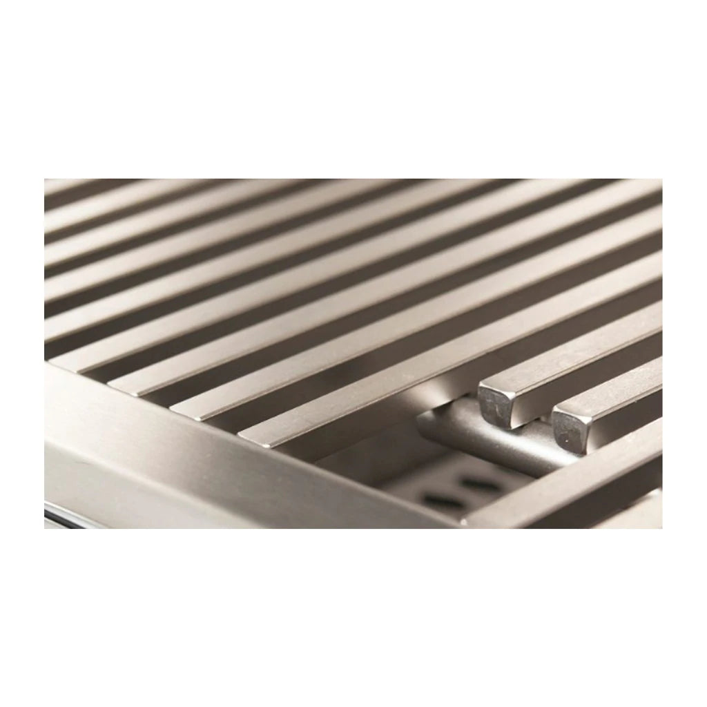 Stainless steel grill grates with burner bar details