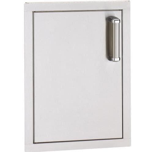 Flush access door with brushed metal handle and hinges, rectangular frame