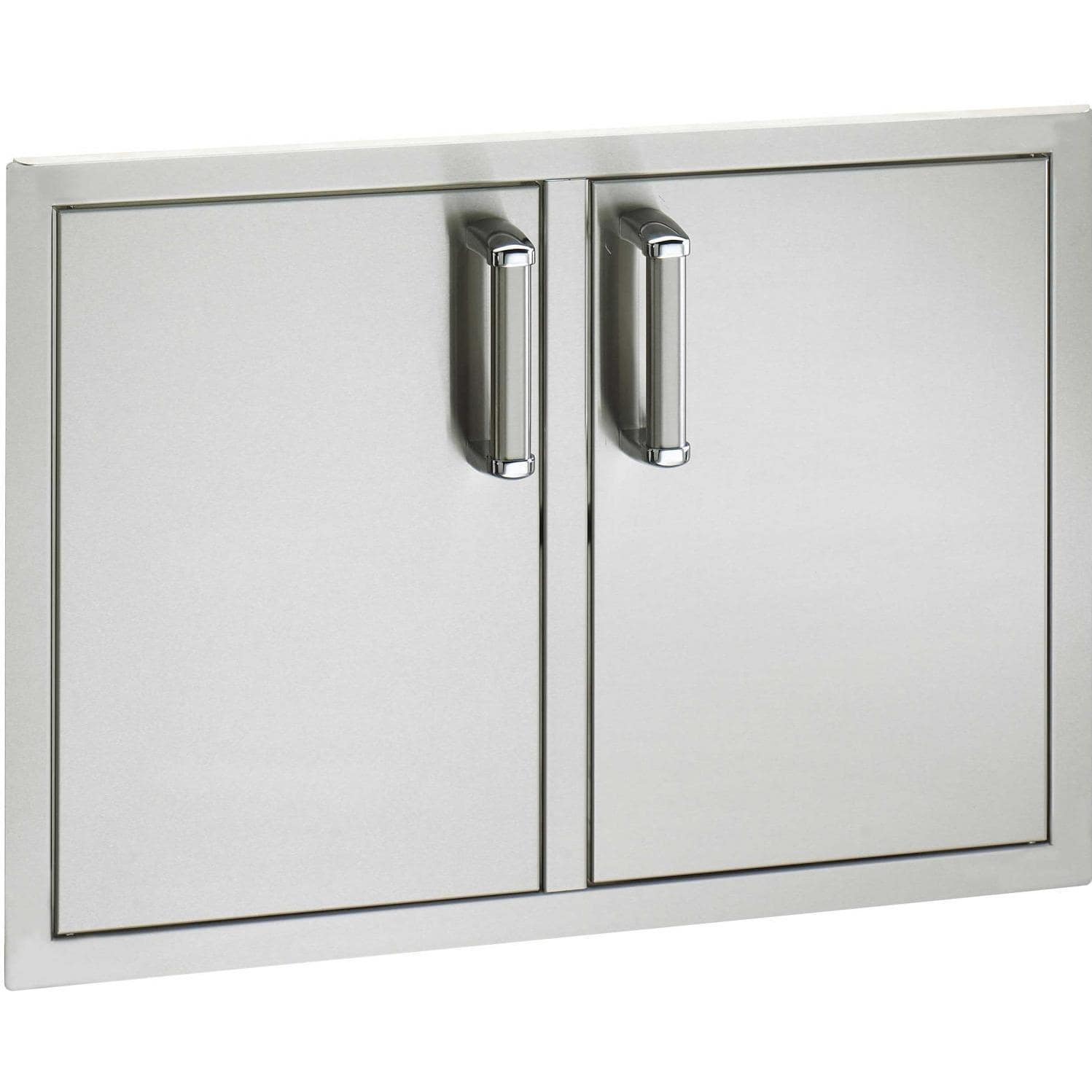Stainless double access door cabinet with two vertical recessed handles