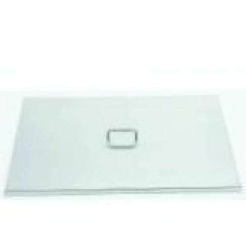 Stainless steel single side burner grid cover with centered rectangular cutout