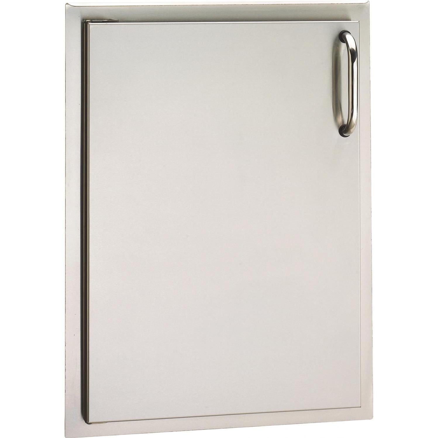 Rectangular vertical access door with stainless frame and curved handle, single door panel