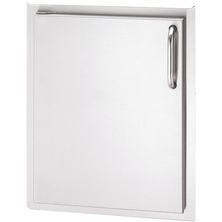 Vertical single access door with metal handle, silver finish, rectangular frame