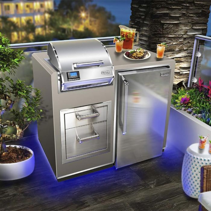 Fire Magic Electric Grill Island Bundle w/ Refrigerator & Double Drawers (ID251-R-44SM)