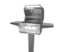 Fire Magic 24-Inch Legacy Smoker Freestanding Charcoal Grill On Patio Post in Stainless Steel (22-SC01C-P6)