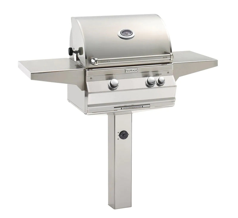 Fire Magic Aurora A430s 24-Inch In-Ground Post Mount Gas Grill With Rotisserie & Analog Thermometer, Natural Gas (A430s-8EAN-G6)