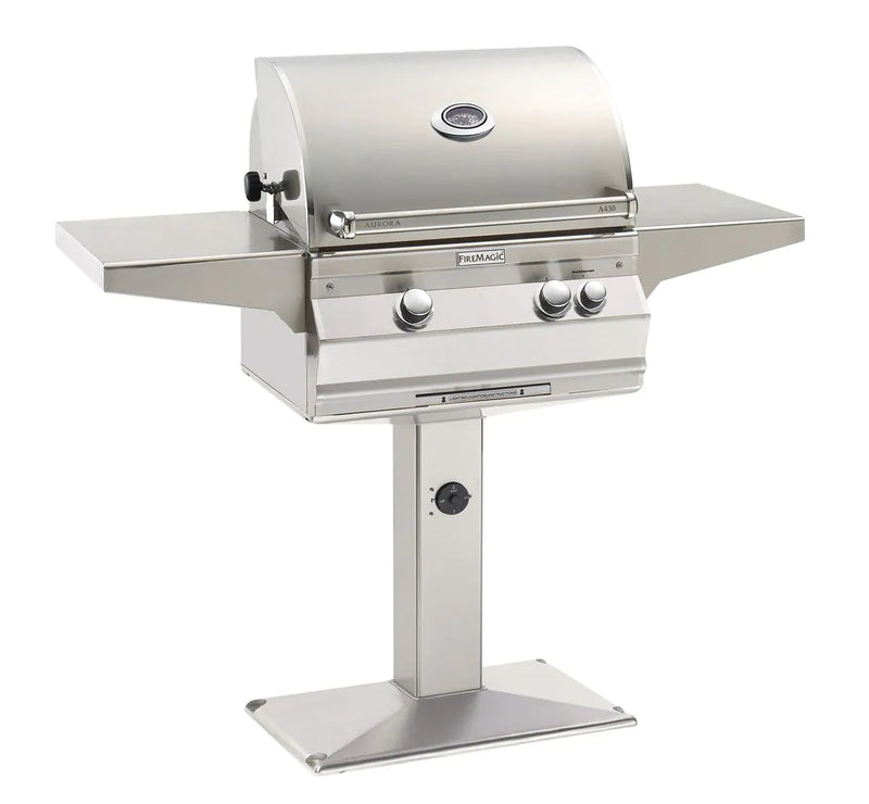Fire Magic Aurora A430s 24-Inch Patio Post Mount Gas Grill With Rotisserie & Analog Thermometer, Natural Gas (A430s-8EAN-P6)
