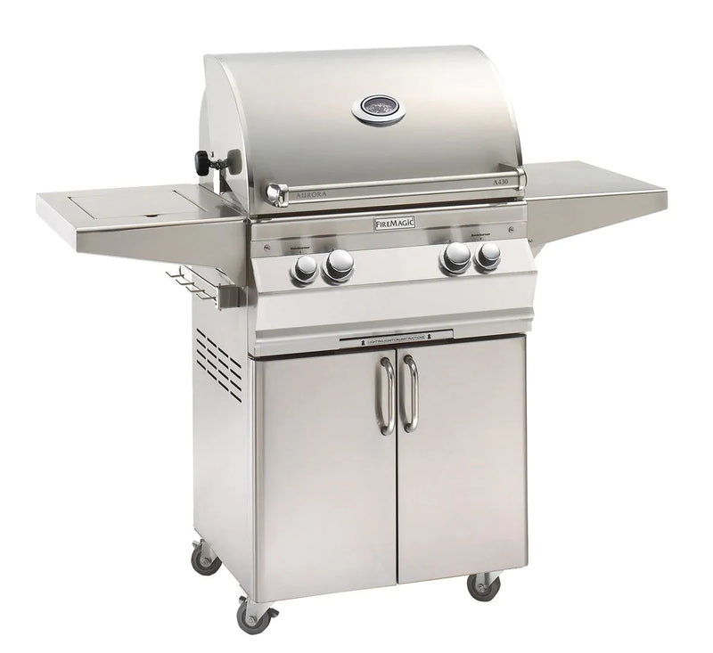 Fire Magic Aurora 24-Inch Propane Gas Freestanding Grill, Single Side Burner, Backburner, and Analog Thermometer (A430S-8EAP-62)