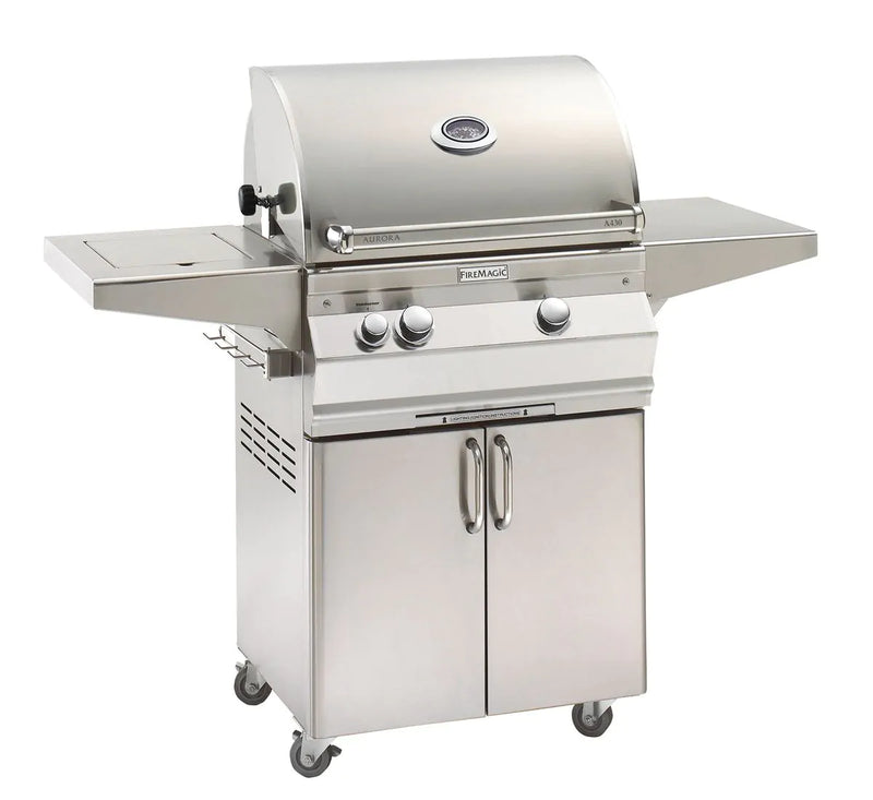 Fire Magic Aurora 24-Inch Propane Gas Freestanding Grill, Single Side Burner, 1 Sear Burner and Analog Thermometer (A430S-7LAP-62)