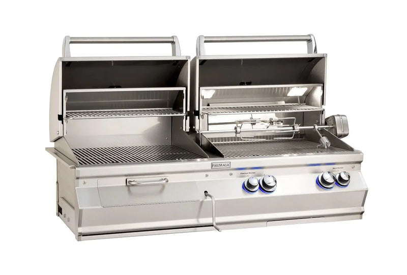 Fire Magic Aurora A830s 46-Inch Propane Gas and Charcoal Built-In Dual Grill with 1 Sear Burner, Backburner, Rotisserie Kit and Analog Thermometer (A830I-8LAP-CB)
