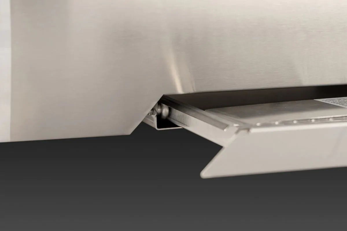 Stainless steel grill lid support mechanism with hinge arm