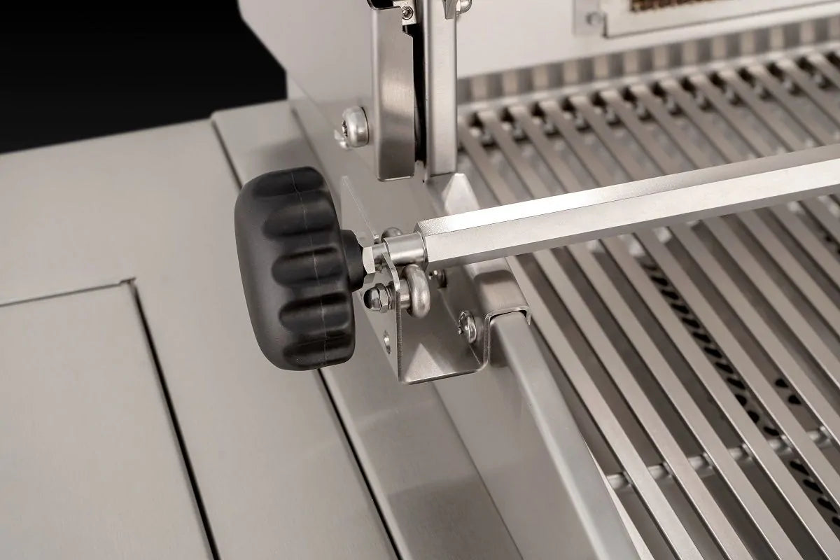 Stainless steel grill side burner control and slotted cooking surface