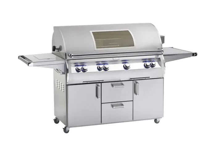 Fire Magic Echelon Diamond E1060s A Series Freestanding Gas BBQ Grill With Flush Mounted Single Side Burner, Infrared Burner, And Magic View Window, Natural Gas (E1060S-8LAN-62-W)