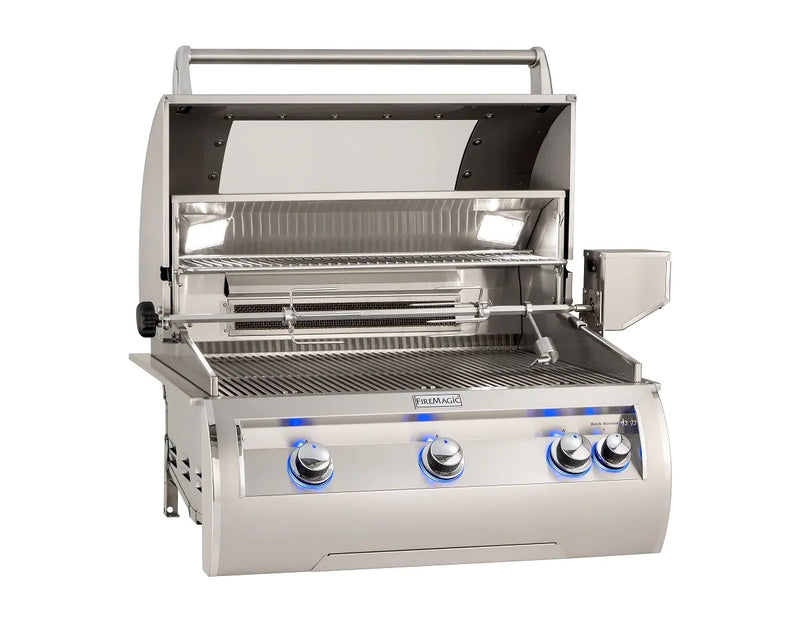 Fire Magic Echelon Diamond E660i 30-Inch Natural Gas Built-In Grill with 1 Sear Burner, Backburner, Rotisserie Kit, Magic View Window and Analog Thermometer (E660I-8LAN-W)