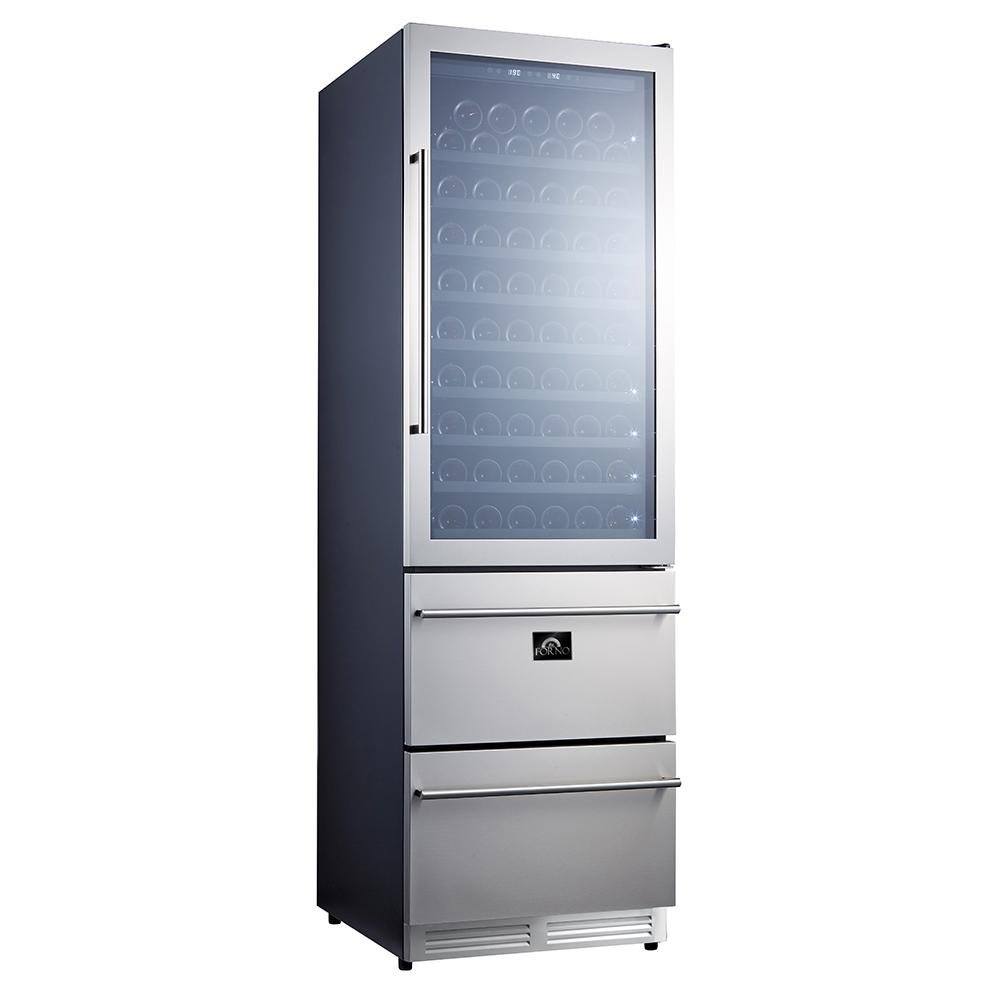 Built-in dual-zone wine cooler with stainless front and glass door