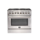 Forno 3-Piece Appliance Package - 36" Dual Fuel Range, French Door Refrigerator, and Dishwasher in Stainless Steel Appliance Package Forno 
