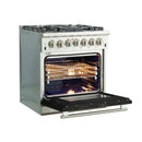 Forno 30" Capriasca Dual Fuel Range with 5 Gas Burners and 240v Electric Oven in Stainless Steel with Black Door (FFSGS6187-30BLK) Ranges Forno 