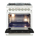 Forno 30" Capriasca Dual Fuel Range with 5 Gas Burners and 240v Electric Oven in Stainless Steel with Black Door (FFSGS6187-30BLK) Ranges Forno 