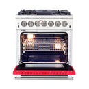 Forno 30" Capriasca Dual Fuel Range with 5 Gas Burners and 240v Electric Oven in Stainless Steel with Red Door (FFSGS6187-30RED) Ranges Forno 