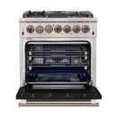 Forno 30" Capriasca Gas Range with 5 Burners and Convection Oven in Stainless Steel with Black Door (FFSGS6260-30BLK) Ranges Forno 