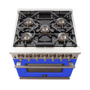 Forno 30" Capriasca Gas Range with 5 Burners and Convection Oven in Stainless Steel with Blue Door (FFSGS6260-30BLU) Ranges Forno 