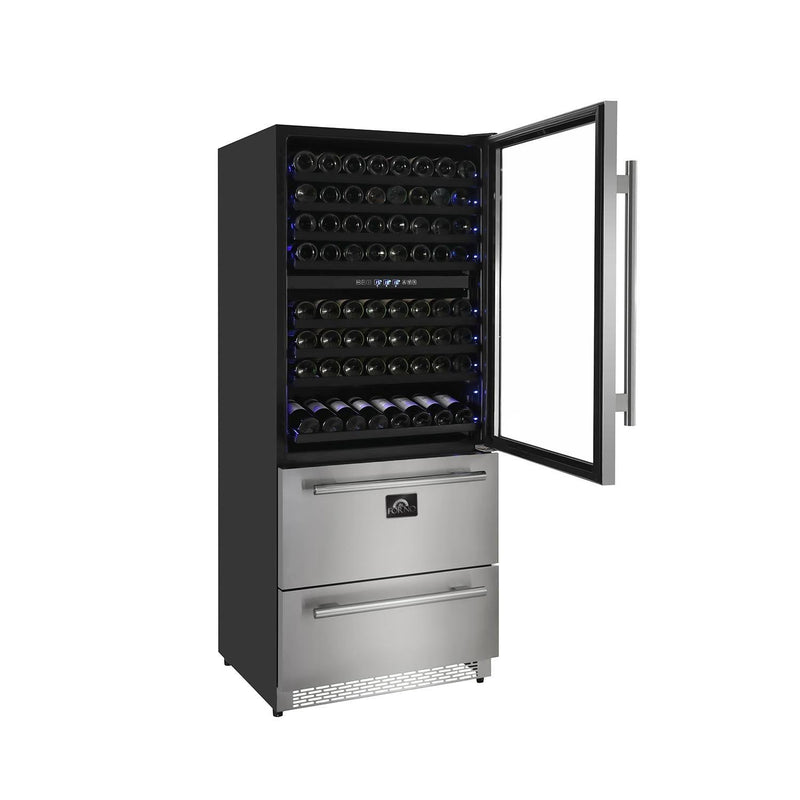 Forno 30" Dual Zone Wine Cooler & Refrigerator Drawer (FWCDR6661-30S) Wine Coolers Forno 