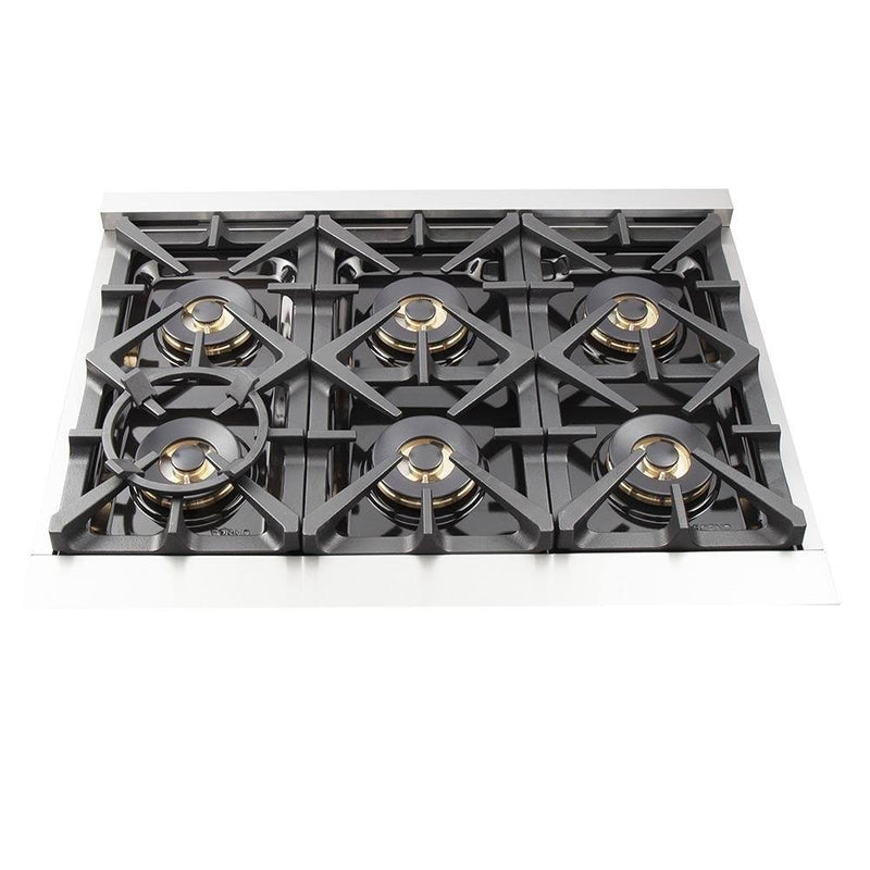 Forno 36" Capriasca Dual Fuel Range - Gas Cooktop with 240v Electric Oven - 6 Burners, Convection Oven and 120,000 BTUs (FFSGS6187-36) Ranges Forno 