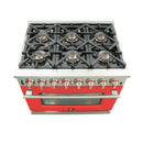 Forno 36" Capriasca Dual Fuel Range with 6 Gas Burners and 240v Electric Oven in Stainless Steel with Red Door (FFSGS6187-36RED) Ranges Forno 