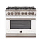 Forno 36-Inch Capriasca Dual Fuel Range with 6 Gas Burners and 240v Electric Oven in Stainless Steel with White Door (FFSGS6187-36WHT)