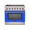 Forno 36-Inch Capriasca Gas Range with 6 Burners and Convection Oven in Stainless Steel with Blue Door (FFSGS6260-36BLU)