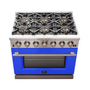 Forno 36" Capriasca Gas Range with 6 Burners and Convection Oven in Stainless Steel with Blue Door (FFSGS6260-36BLU) Ranges Forno 
