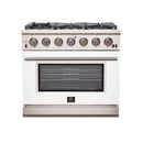 Forno 36" Capriasca Gas Range with 6 Burners and Convection Oven in Stainless Steel with White Door (FFSGS6260-36WHT) Ranges Forno 