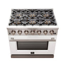 Forno 36" Capriasca Gas Range with 6 Burners and Convection Oven in Stainless Steel with White Door (FFSGS6260-36WHT) Ranges Forno 